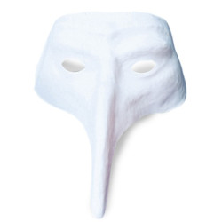 Biela maska s dlhým nosom